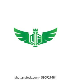 UF VF Letter Logo with Wings and Crow