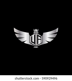 UF VF Letter Logo with Wings and Crow