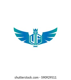 UF VF Letter Logo with Wings and Crow