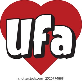 Ufa city ​​text with red heart suitable for logo or design
