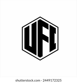 Diseño de logotipo de letra UFC con concepto de hexágono.