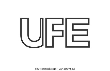 UFE logo design template with strong and modern bold text. Initial based vector logotype featuring simple and minimal typography. Trendy company identity ideal for businesses brand presence.