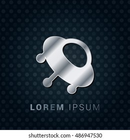UFO 3D Silver/Platinum/Steel Metallic Premium Icon / Logo Design