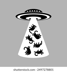 UFO abducting  cat. Aliens steals cats.