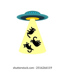 UFO abducting  cat. Aliens steals cats.