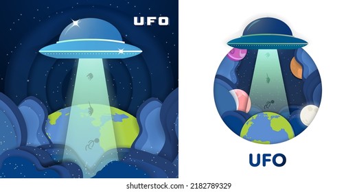 UFO Abduction Abstract Artwork. Vector Illustration.