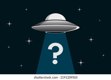 UFO abduction. Flying saucer. Vector illustration.