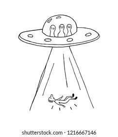 Ufo Abduction Human Flying Saucer Vector Stock Vector (Royalty Free ...