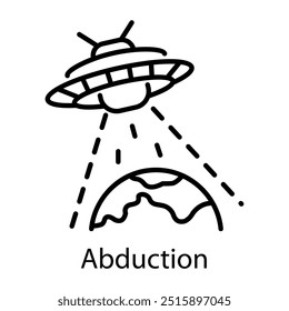 Ufo abduction icon in outline style 