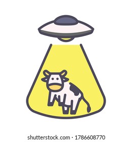 UFO abduction, kidnaping a cow. Suitable for space and galaxy element