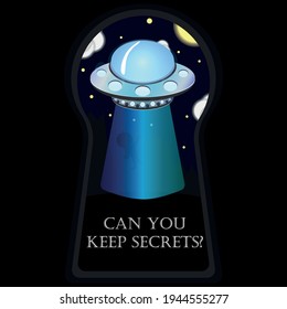 UFO abduction. Someone saw it through the keyhole. The mystery of alien creatures has been razed. Vector in eps10.