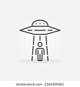 UFO Abduction vector concept thin line icon or symbol