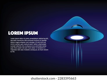 UFO. abstract background  UFO on the black and blue background. UFO vector illustration.