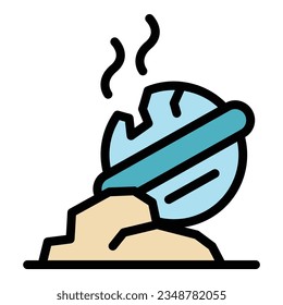 Ufo accident icon outline vector. Space alien. Comic game color flat