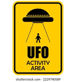 UFO, activity area, sign and label vector