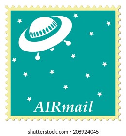 UFO airmail stamp