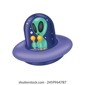 ufo and alien cartoon isolated design