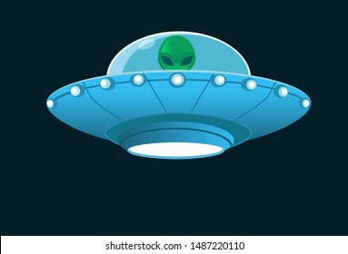 UFO and alien cartoon. space scientific vector