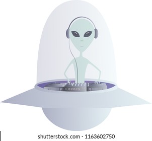 Ufo Alien DJ Vector Illustration