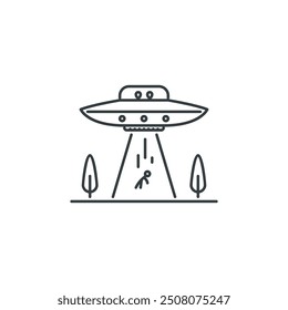 Ufo, alien, human, space, star, astronomy, discovery icon, vector illustration