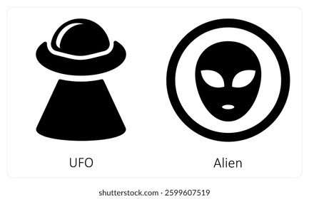 UFO and Alien icon concept