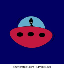 UFO with an alien inside, vector illustration