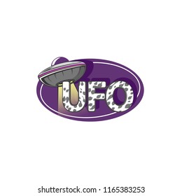 UFO alien logotype, vector flat illustration isolated on white background
