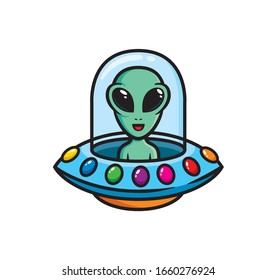 Ufo alien mascot character design vector