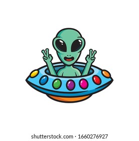 Ufo-Alien-Mascot-Vektorillustration