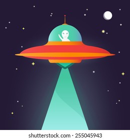 Ufo. Alien in night sky