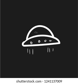 ufo alien plane doodle icon vector flat black