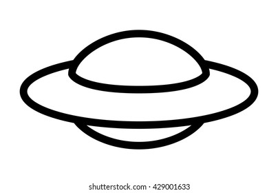 UFO alien saucer - unidentified flying object line art vector icon for apps and websites