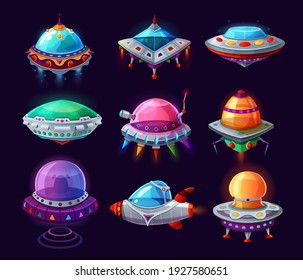 Ufo Alien Saucers Space Aircraft Cartoon Stock Vector (Royalty Free ...