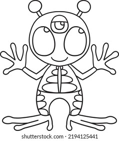 UFO Alien Space Einzige Farbseite für Kinder