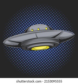 UFO. Alien space ship. Futuristic unknown flying object.