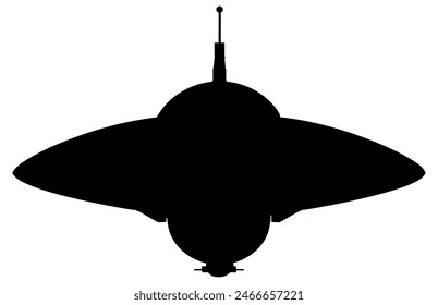 UFO alien spacecraft black vector Silhouette, simple alien ship symbol vector, space flying saucer.