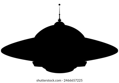 UFO alien spacecraft black vector Silhouette, simple alien ship symbol vector, space flying saucer.