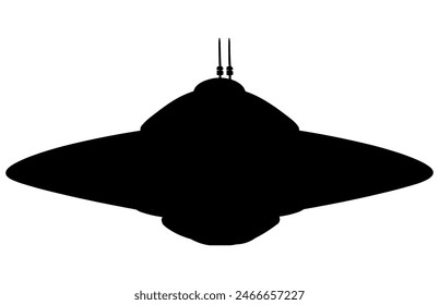 UFO alien spacecraft black vector Silhouette, simple alien ship symbol vector, space flying saucer.