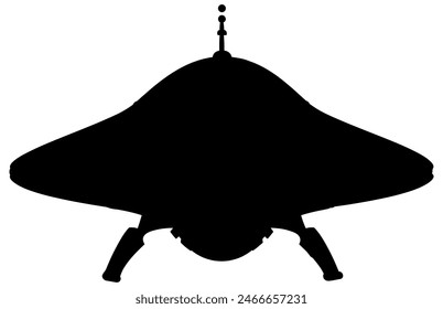 UFO alien spacecraft black vector Silhouette, simple alien ship symbol vector, space flying saucer.