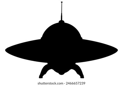 UFO alien spacecraft black vector Silhouette, simple alien ship symbol vector, space flying saucer.