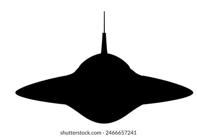 UFO alien spacecraft black vector Silhouette, simple alien ship symbol vector, space flying saucer.