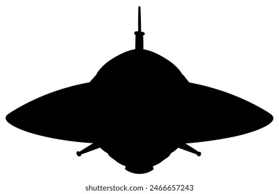 UFO alien spacecraft black vector Silhouette, simple alien ship symbol vector, space flying saucer.