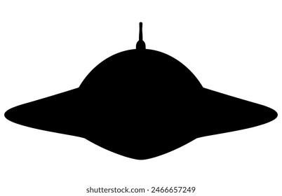 UFO alien spacecraft black vector Silhouette, simple alien ship symbol vector, space flying saucer.