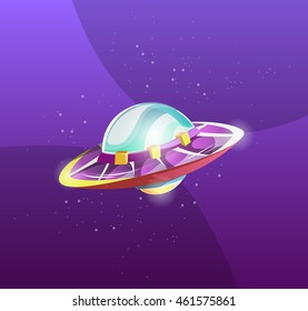 Ufo - Alien spaceship.  element for design games development