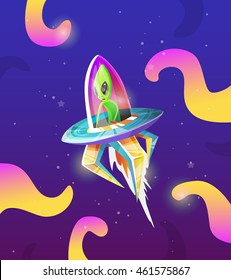 Ufo - Alien spaceship.  element for design games development