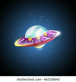 Ufo - Alien spaceship.  element for design games development. Flying Saucer, spacecrafts from alien invaders, futuristic shapes