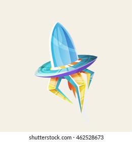 Ufo - Alien spaceship.  element for design games development. Flying Saucer, spacecrafts from alien invaders, futuristic shapes