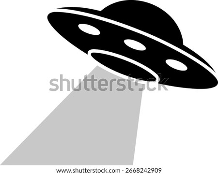 UFO Alien Spaceship Icon with Light Beam Illustration