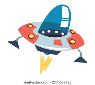Ufo Alien Spaceship and Space Craft Vector Illustration