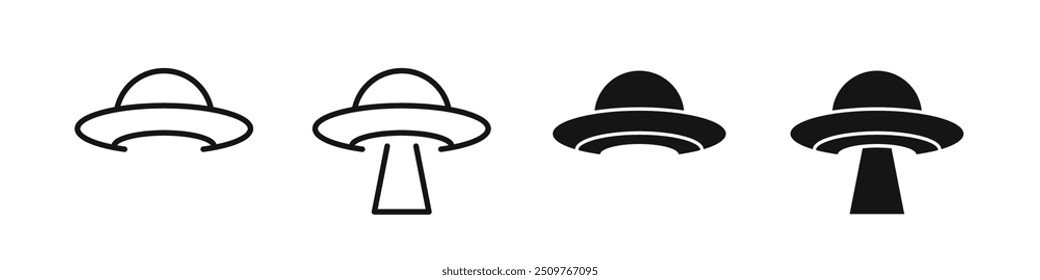 UFO. Alien spaceship. Alien spacecrafts. UFO vector icons.